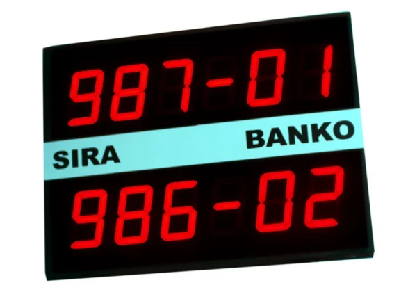 RS485 bağlantılı 7 segment banko ve sıra LED sıramatik ekranı